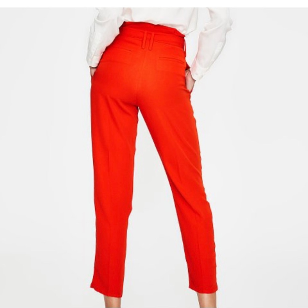 Boden Melina Paper Bag Waist Crop Red Pants - Picture 3 of 14